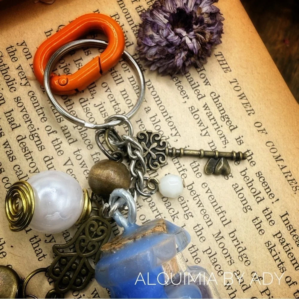 Amethyst Key & Card Holder with Blue and Orange Accents